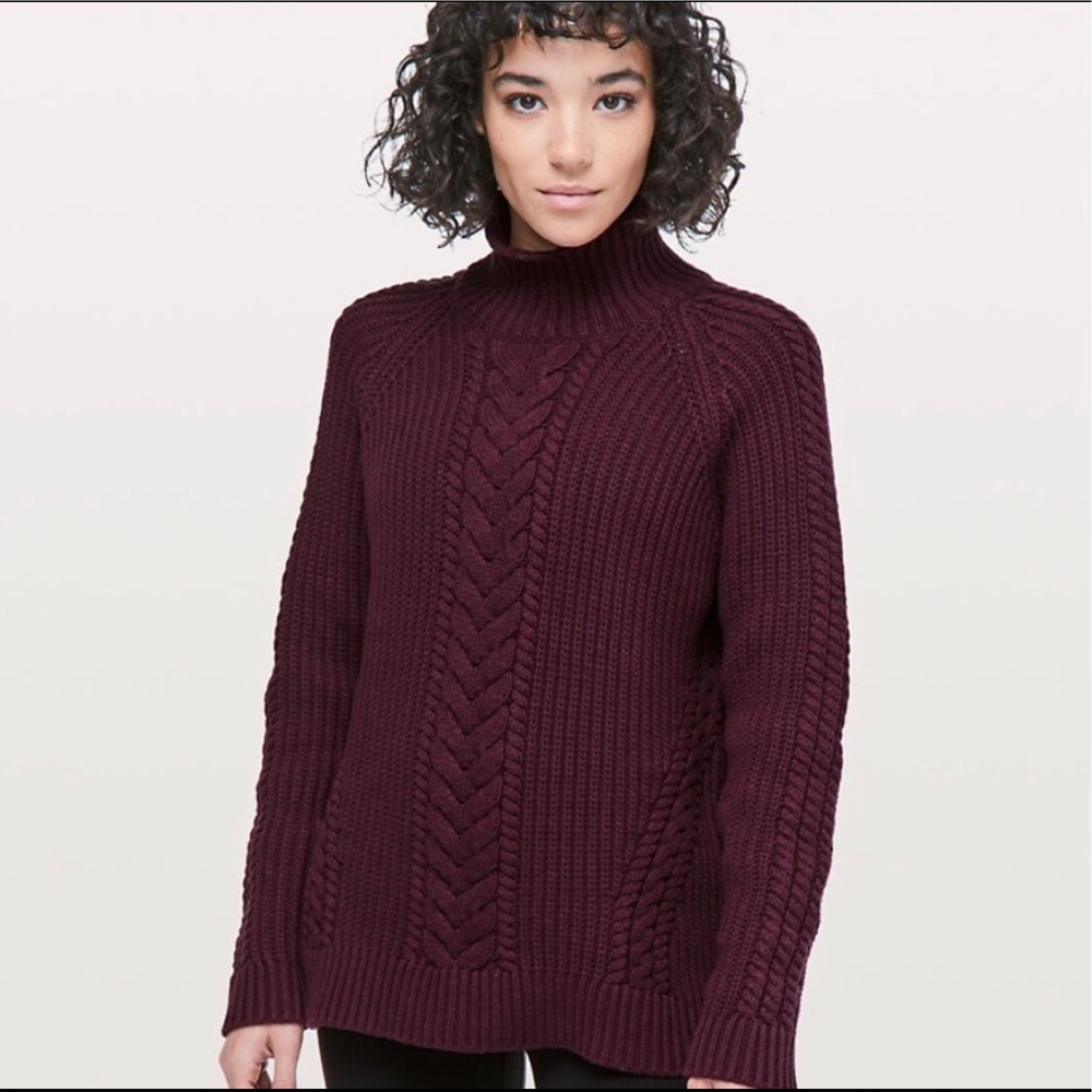 Lululemon Burgundy Cable Knit Sweater